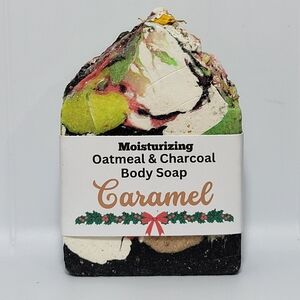 CARAMEL glow under black light oatmeal Turmeric soap bar